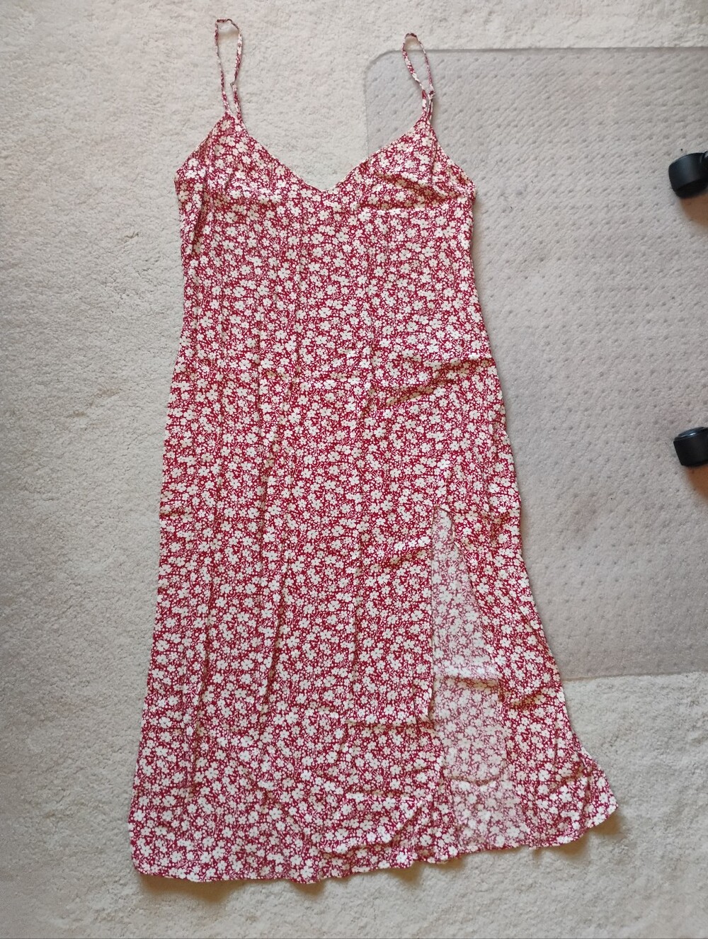 Reformation Crimini Midi Red Floral Dress with Side Slit - Picture 3 of 8